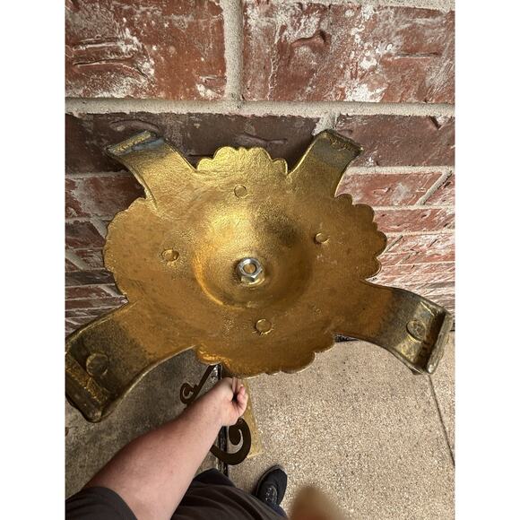 Vintage Brass Metal Lyre Harp Shaped Footed Music Stand Adjusts 36" To 50" Rare - Picture 4 of 8